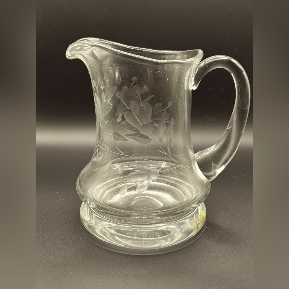 Elegant Clear Glass Pitcher with Floral Design
